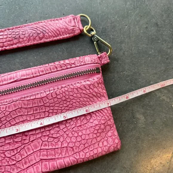 Vintage Y2k Pink Snake Skin Reptile Pink Retro Mini Purse Clutch Zipper Wallet - Picture 4 of 5